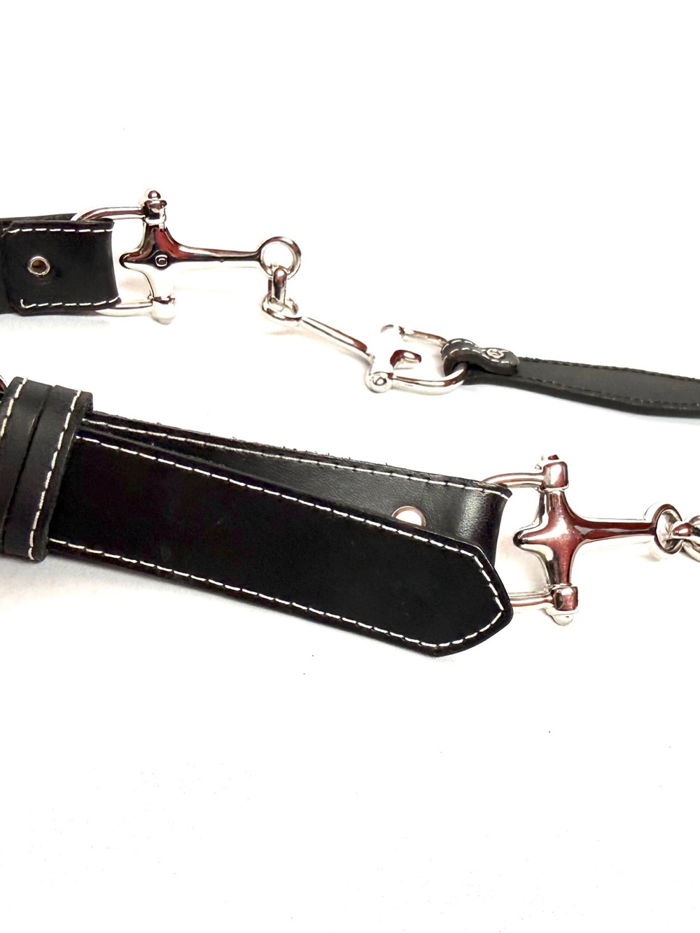 Lilo España Horse Bit Leather Belt Black Silver Equestrian 34/85 - Picture 2 of 5